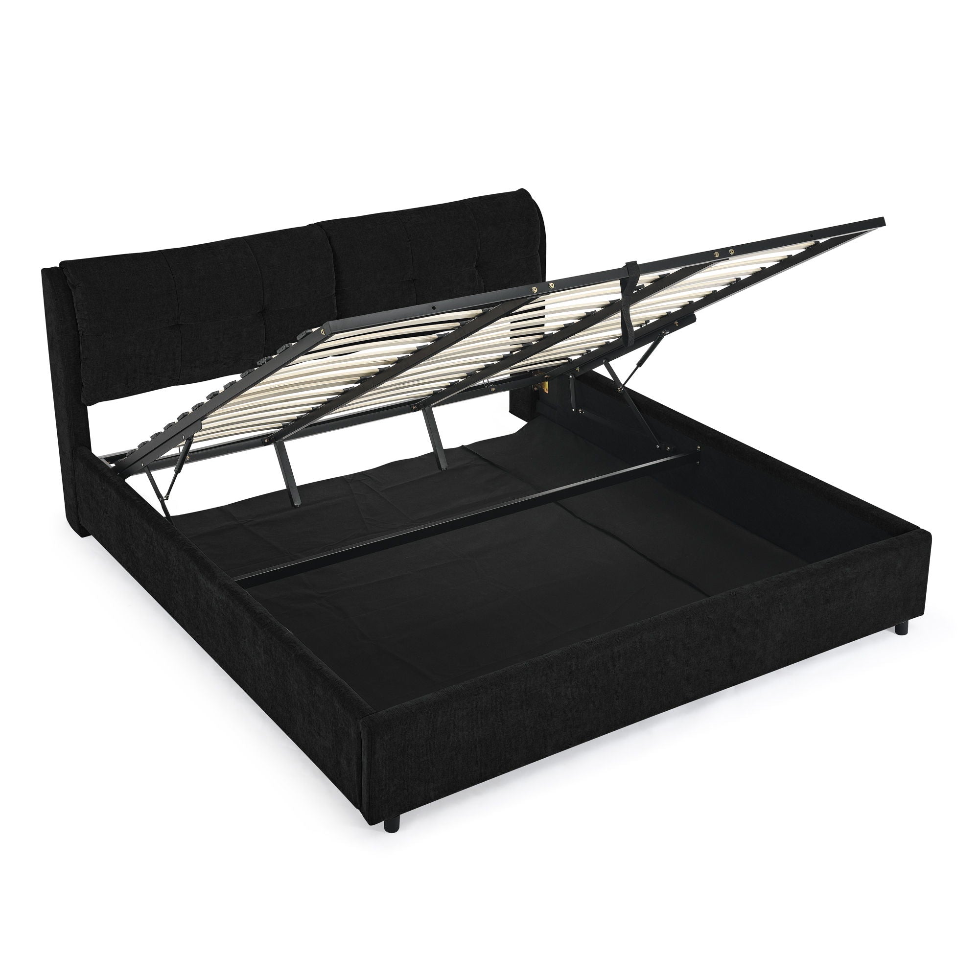 Storage Upholstered Hydraulic Platform Bed With Integrated Headboard