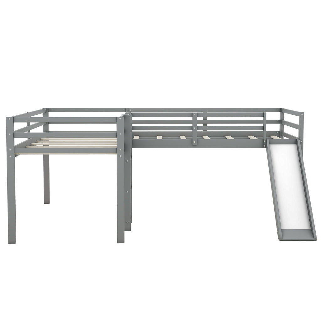 L Shaped Loft Bed With Ladder And Slide