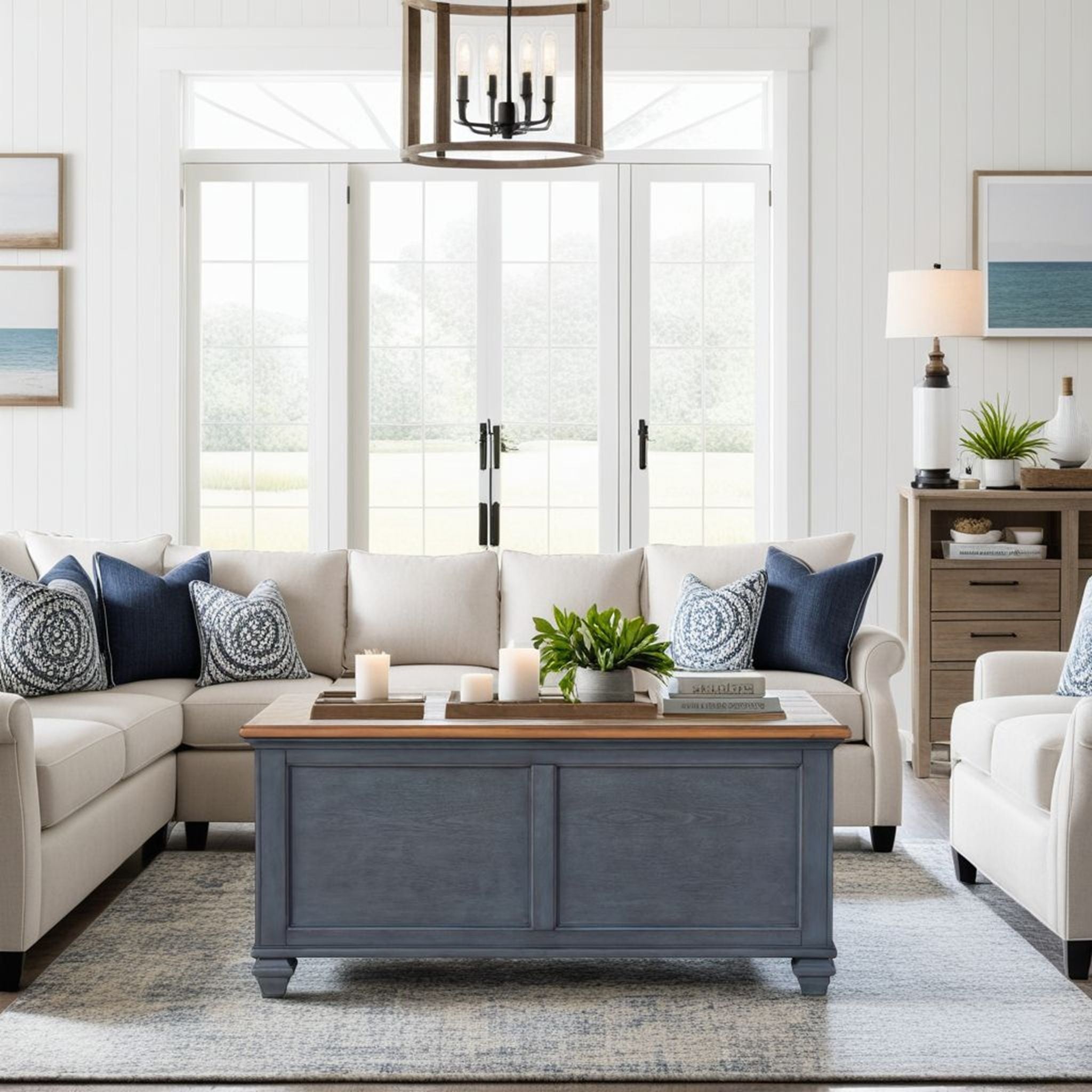 Lift-Top Coffee Table - Blue