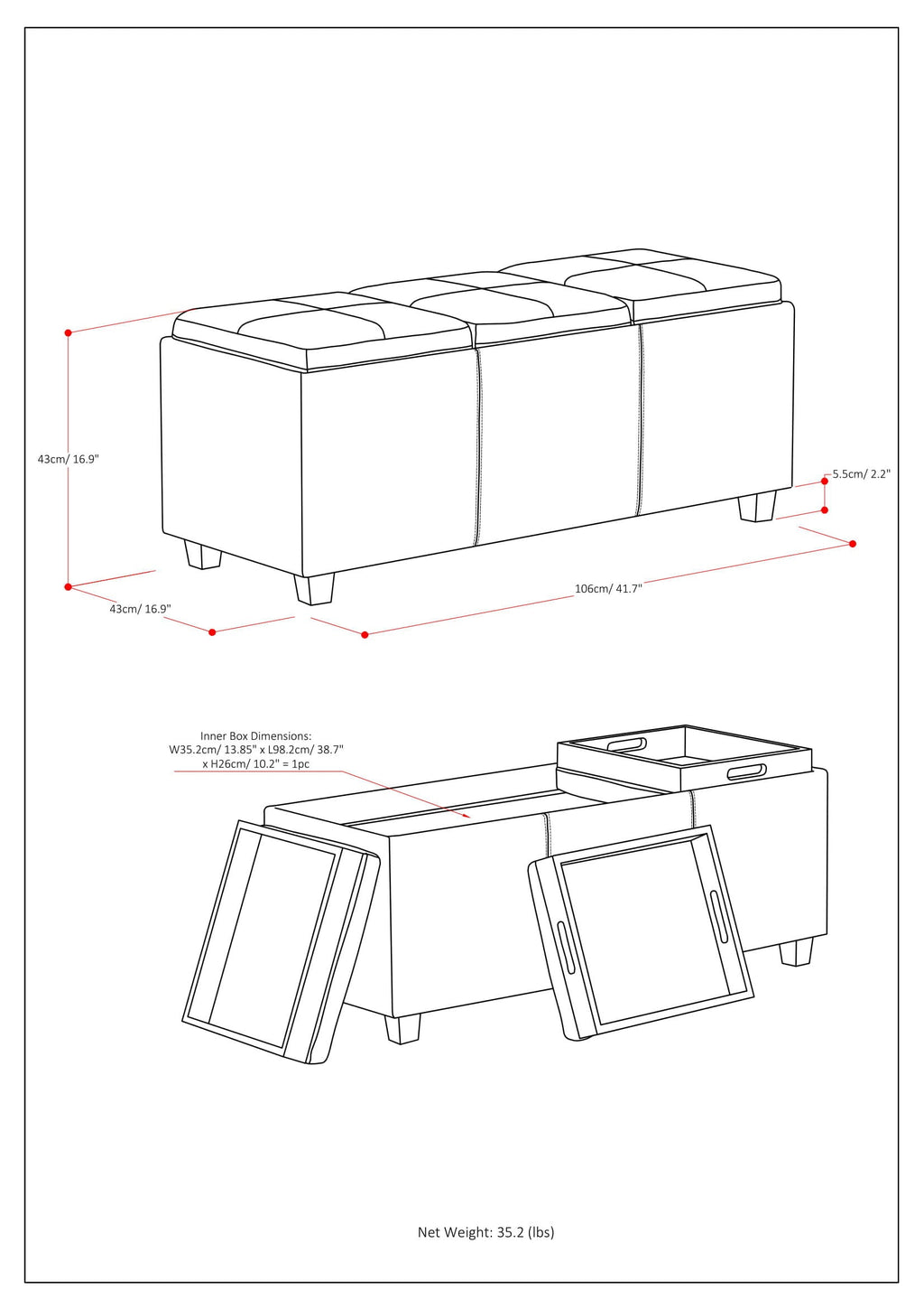 Avalon - Upholstered Storage Ottoman