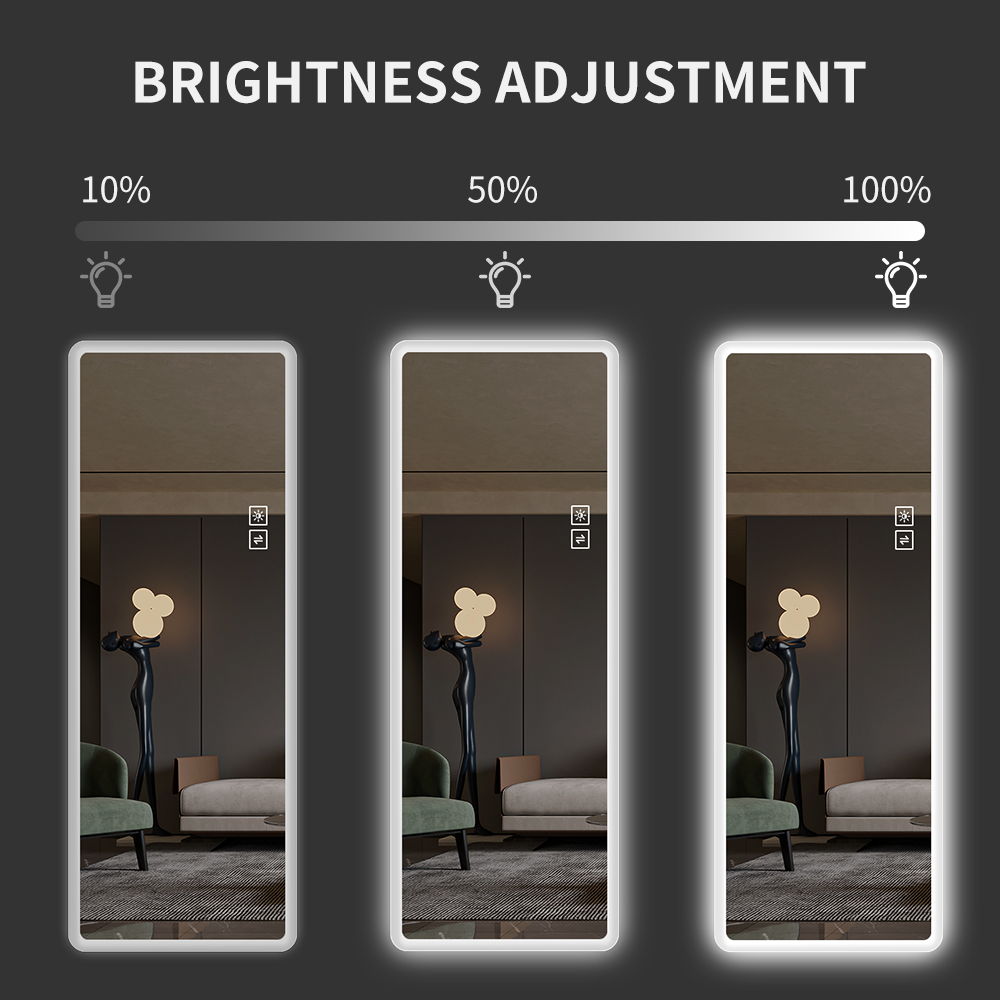 Full Length Mirror Lighted Vanity Body Mirror LED Mirror Wall Mounted Mirror Big Size Rounded Corners, Bedroom, Living Room, Dressing Room Hotel - Clear