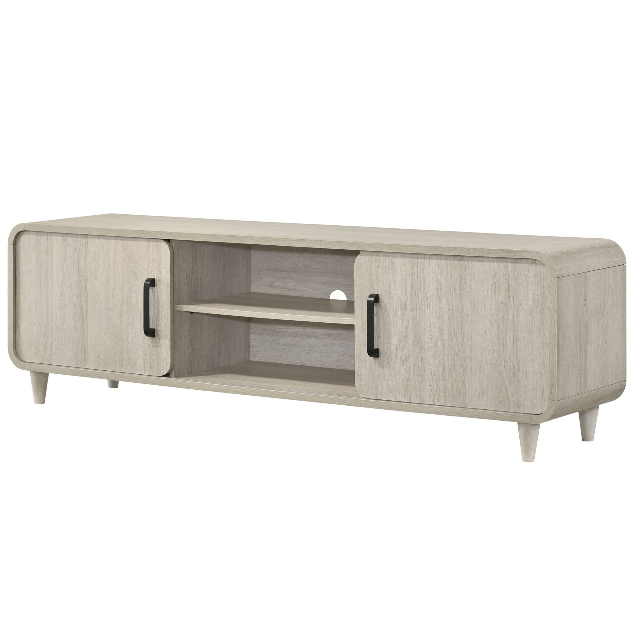 TV Stand With Sliding Doors And Handles, Living Room Furniture - Antique White