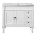 Bathroom Vanity With Ceramic Sink, 2 Doors 3 Drawers, Soft Close Design