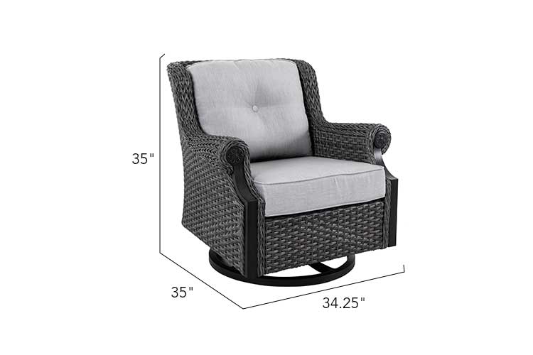 2 Lassen Wicker Swivel Rocking Chair