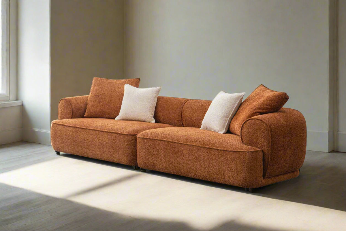 Sunset Collection Mid-Century Modern 4-Seater Fabric Sofa – 118"