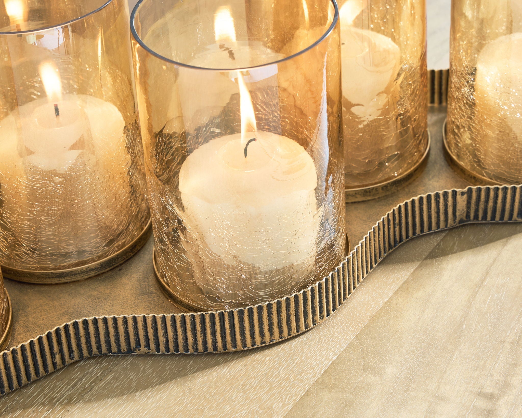 Evereton - Candle Holder - Antique Gold Finish