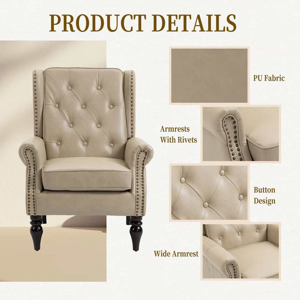 Modern Accent Armchair With Sturdy Wood Legs