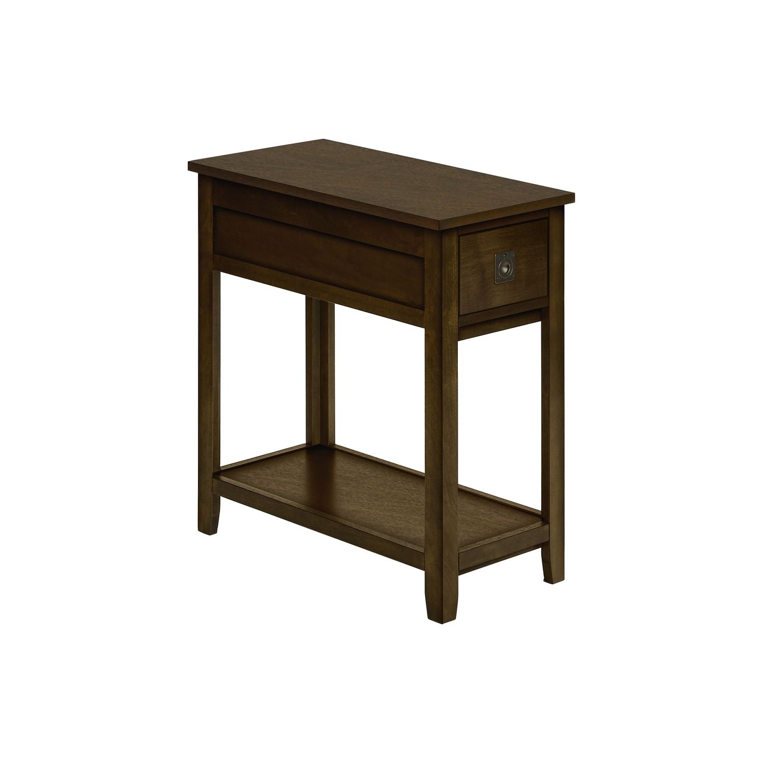 Accent End Table, 2 Tier, Narrow, Lamp, Storage Drawer, Charming Design
