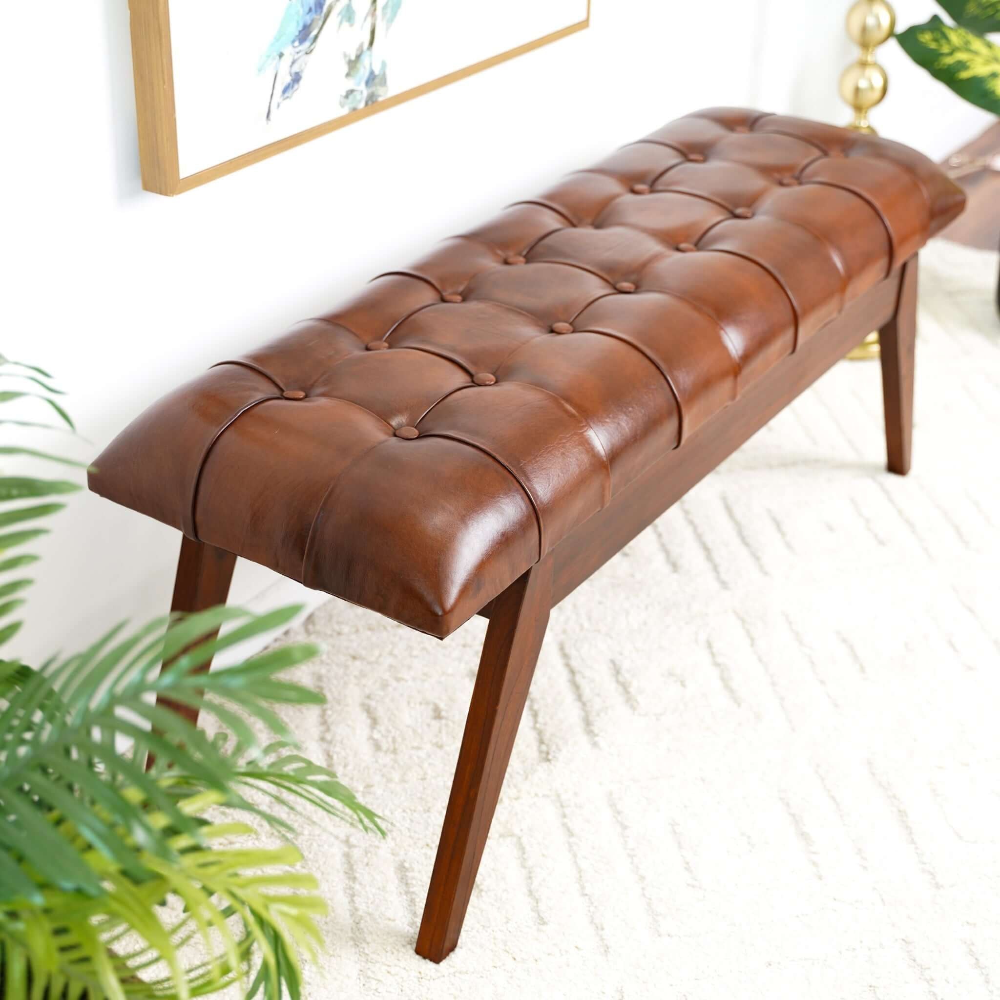 Maja - Bench - Cognac / Dark Brown