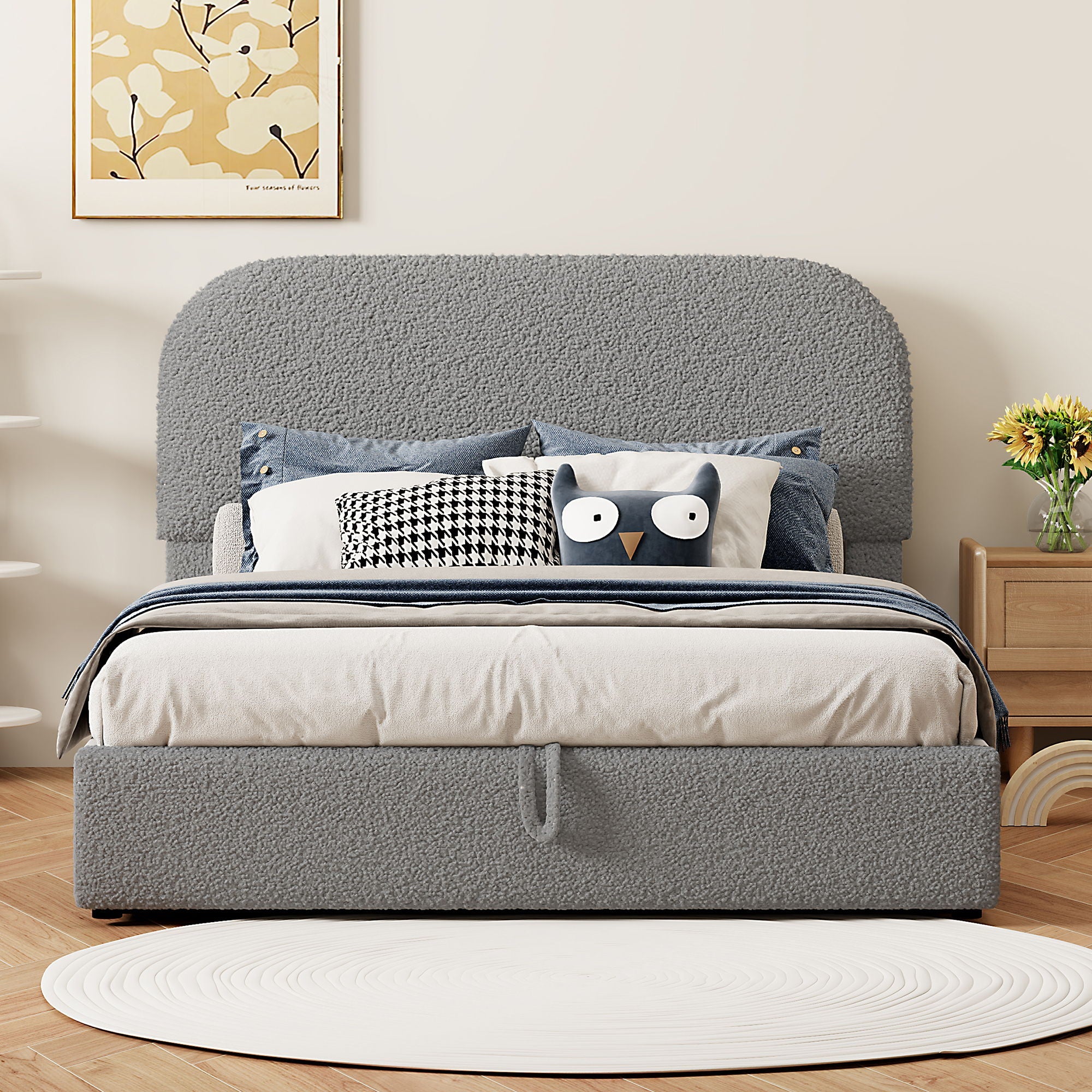 Upholstered Platform Bed With Hydraulic Storage System