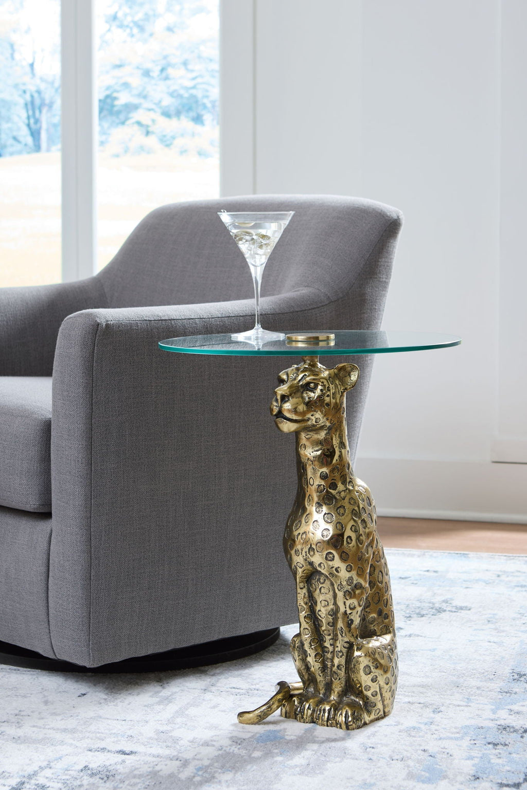 Vallain - Accent Table - Antique Gold Finish