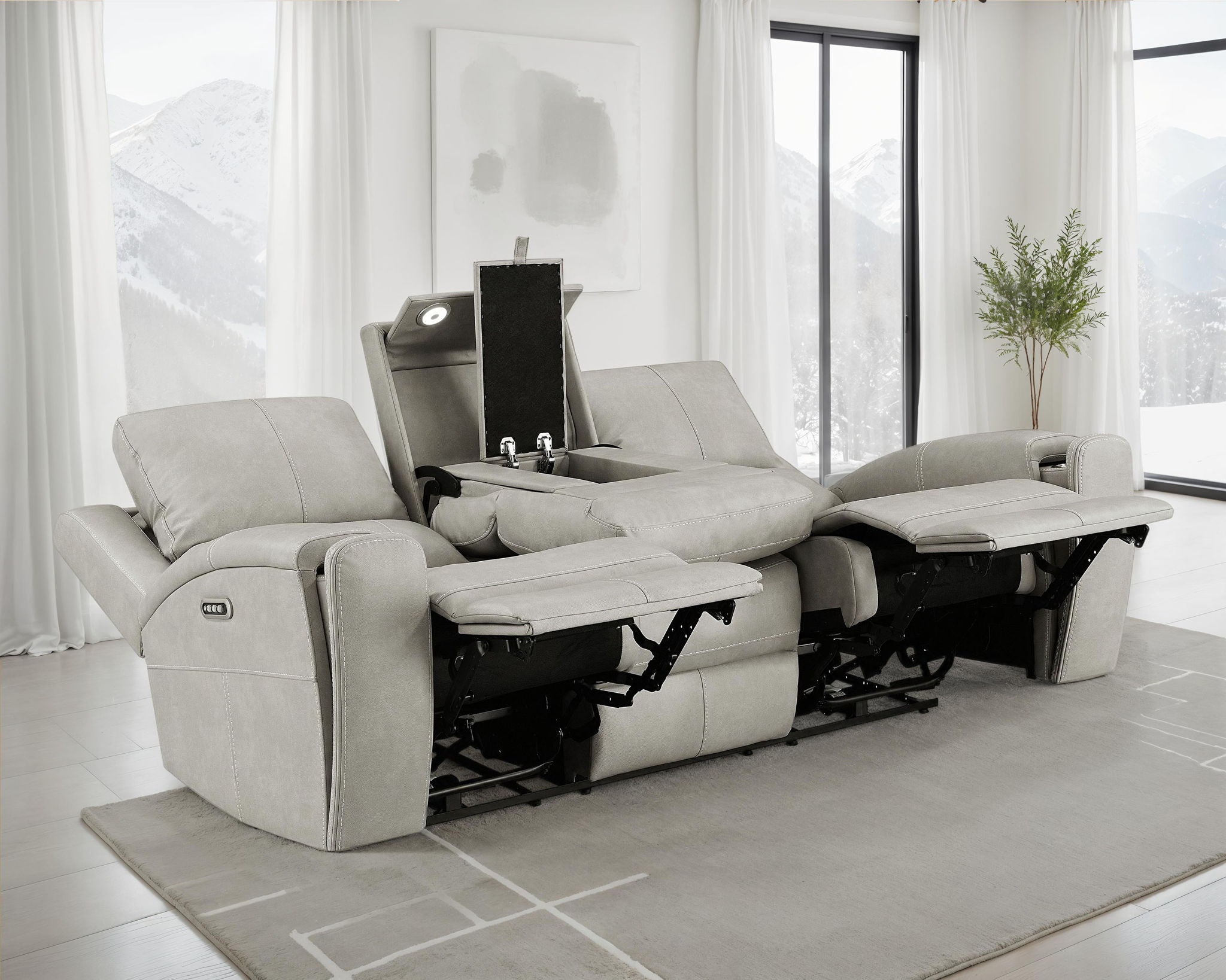 Brickston Triple Power Reclining Sofa Grey