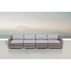 Contemporary Outdoor Rattan Wicker Sectional Seating Group With Cushions