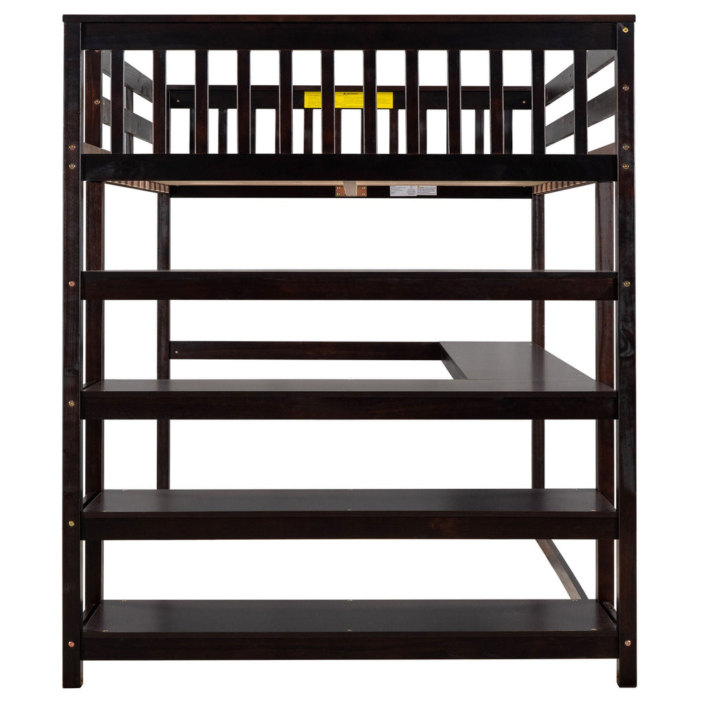 Loft Bed With Storage Shelves And Under Bed Desk