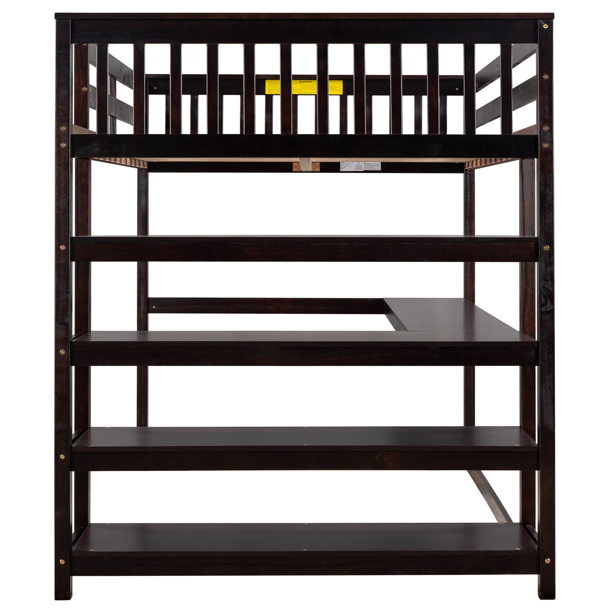 Loft Bed With Storage Shelves And Under Bed Desk