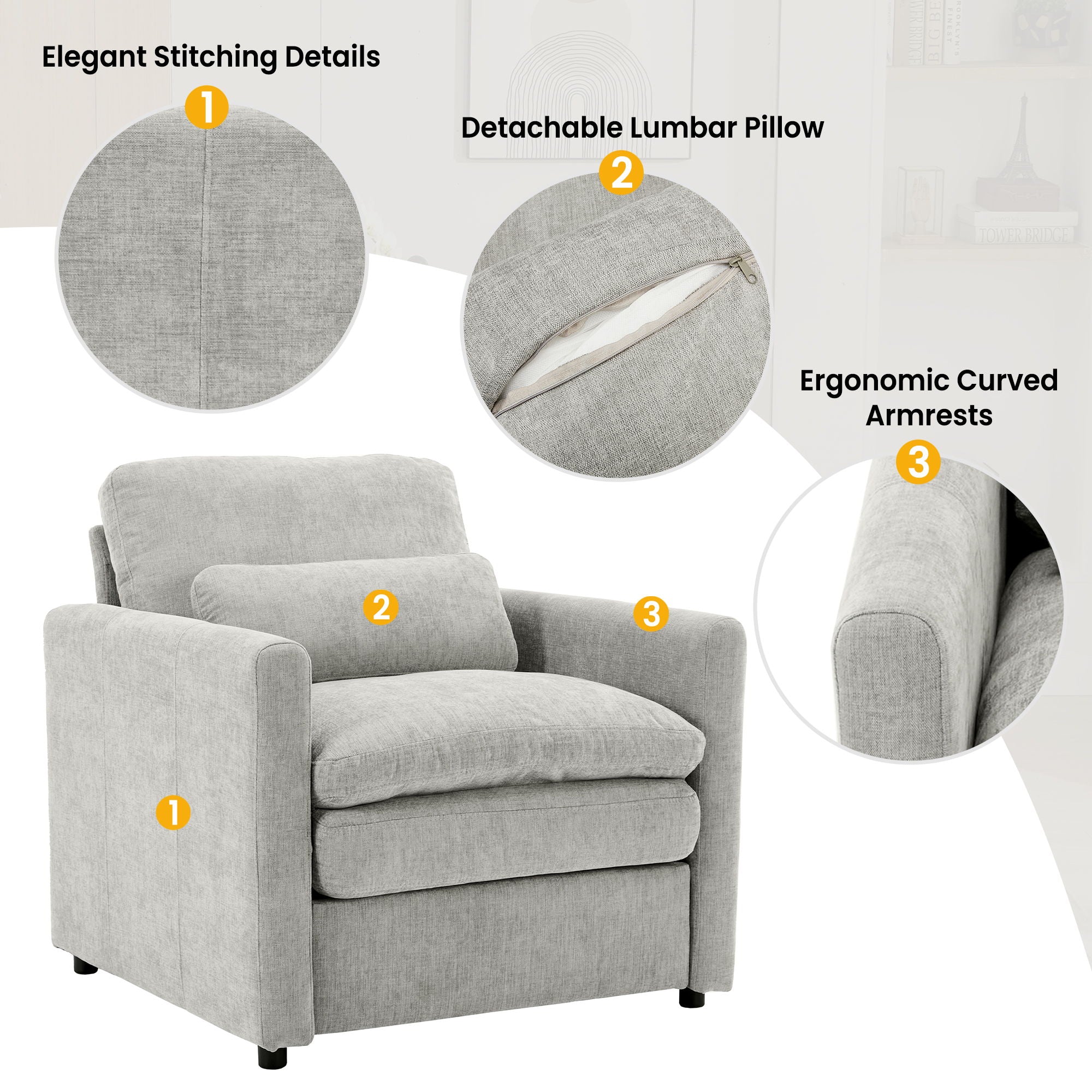 Cozy Upholstered Sofa Set For Living Room