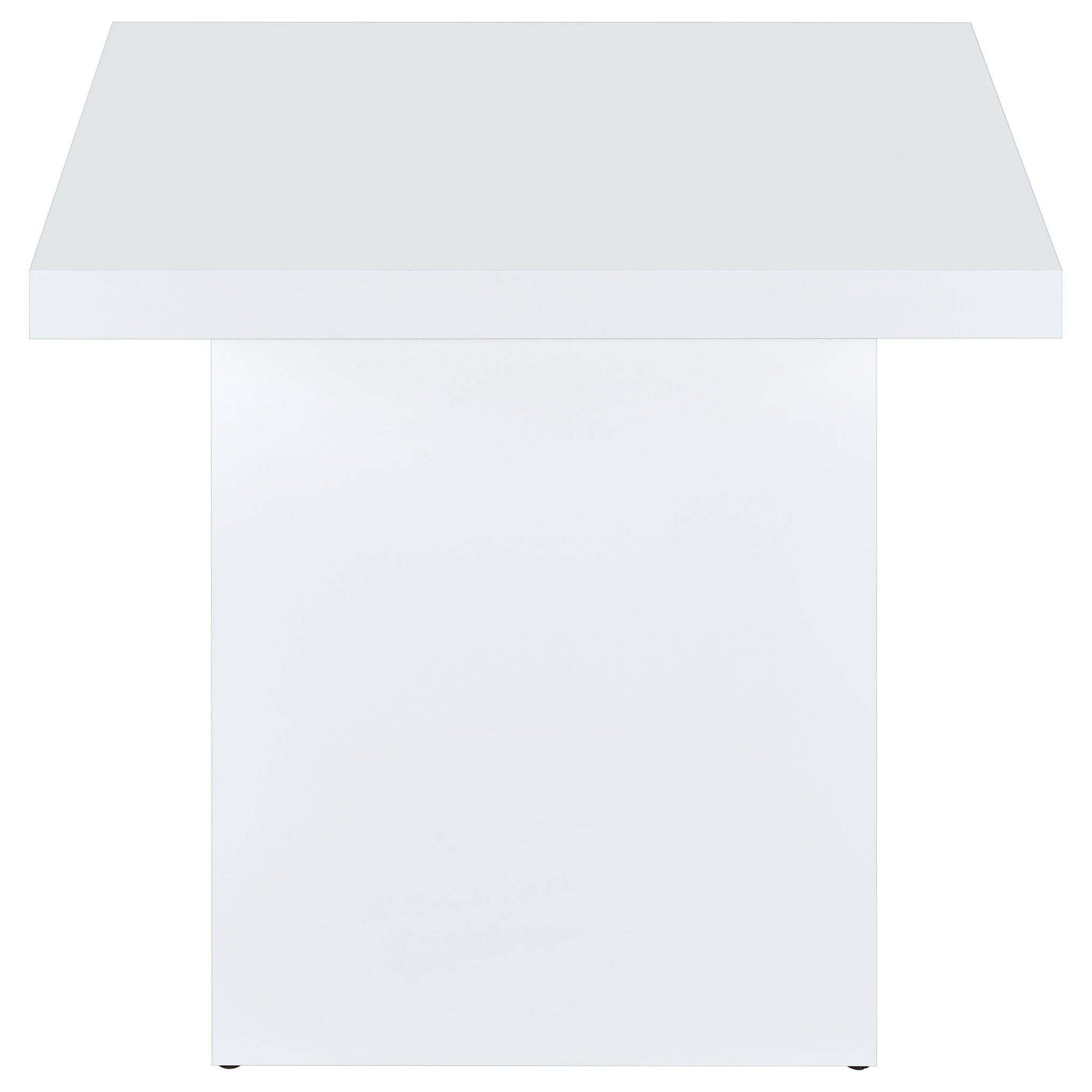 Devar Square Engineered Wood Side End Table White High Gloss