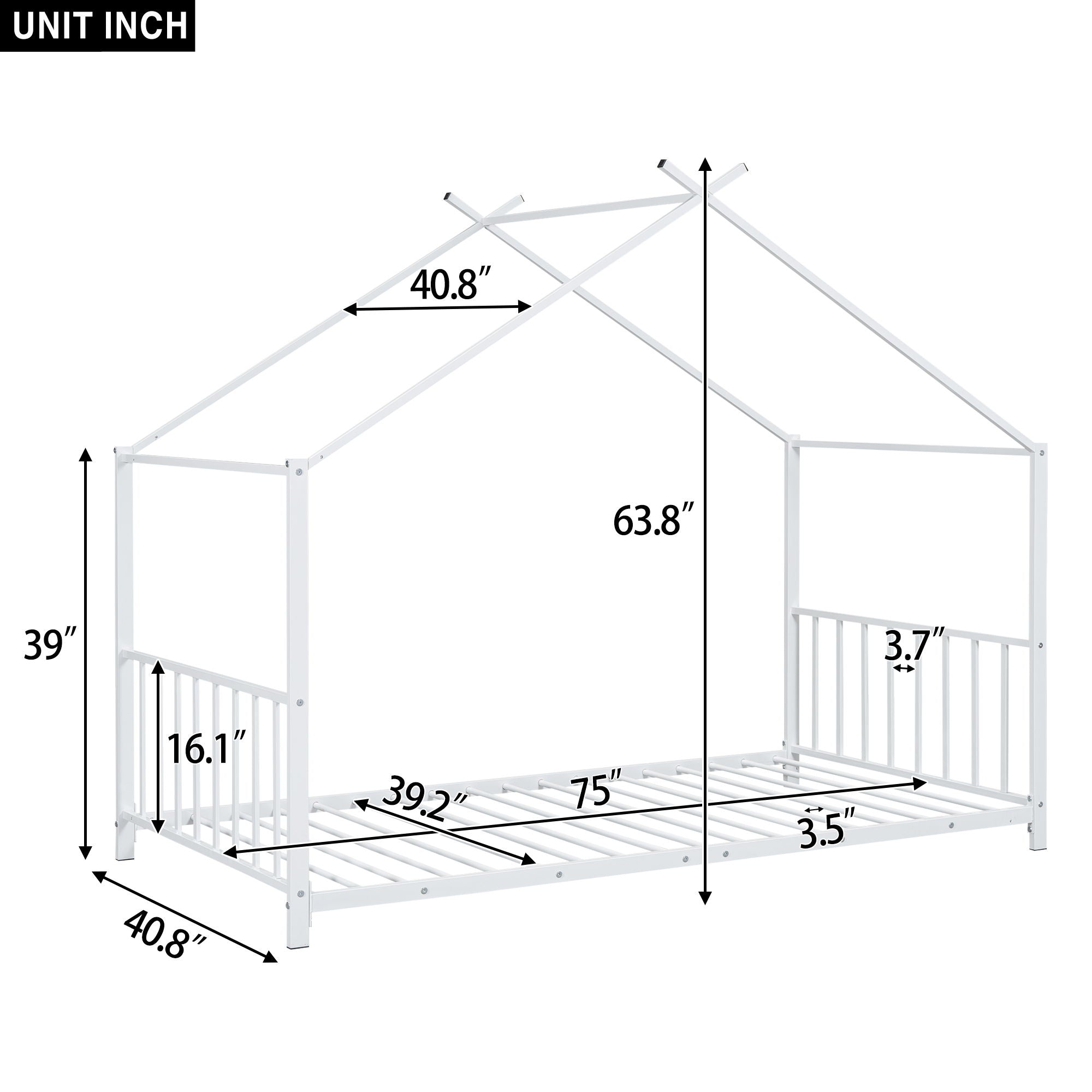 Metal House Platform Bed With Modern Design And Durable Frame