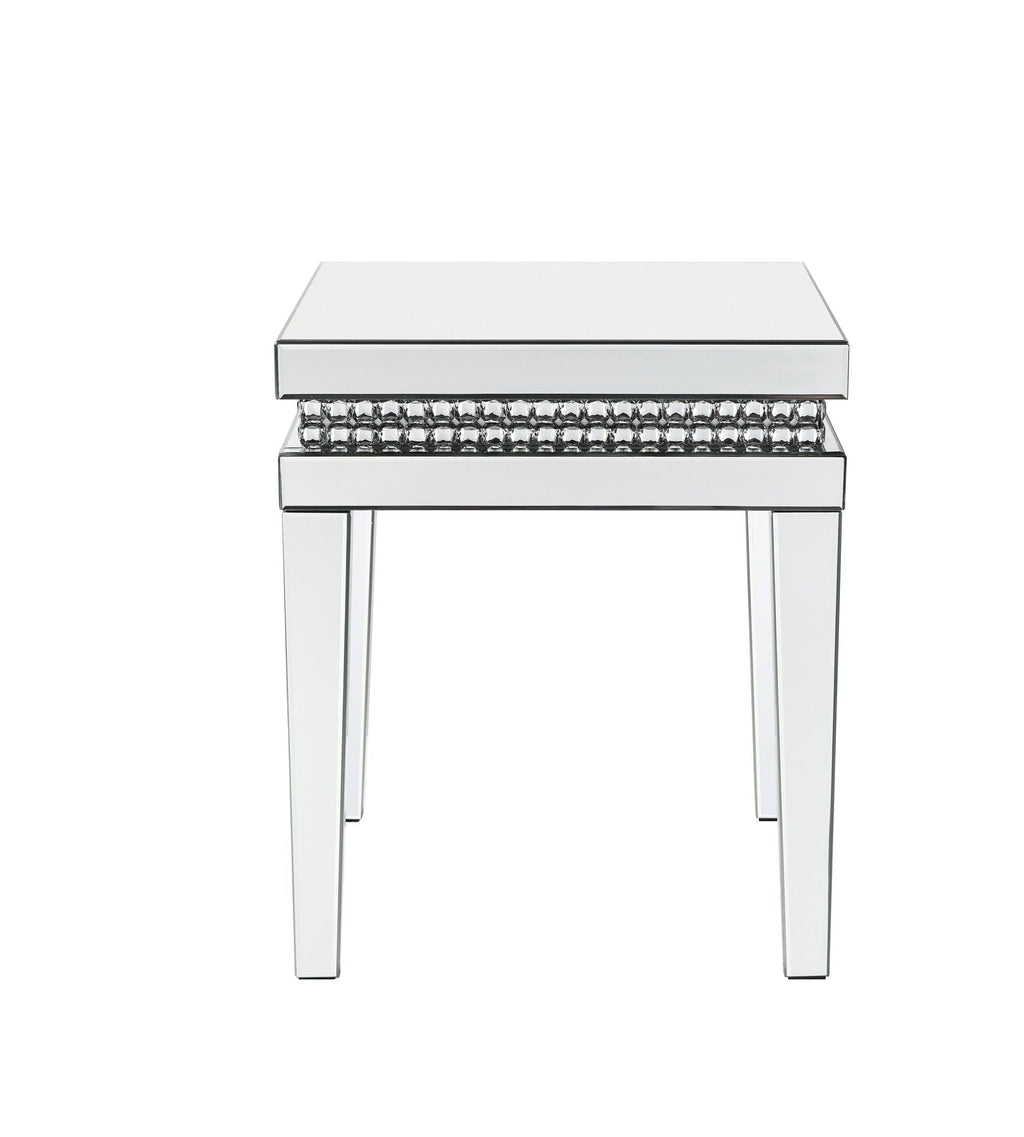 Lotus - 20" End Table - Mirrored & Faux Ice Cube Crystals