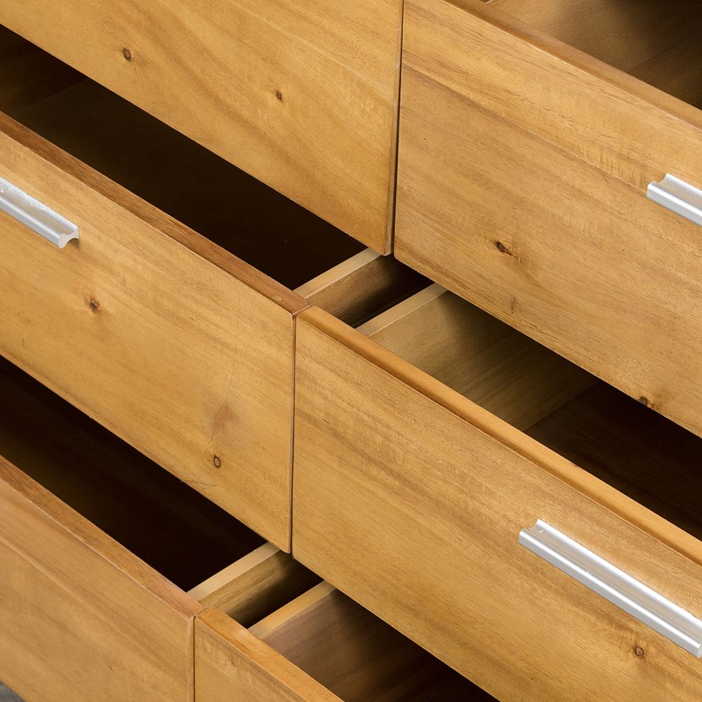 6 Drawer Dresser - Natural Wood / Brown