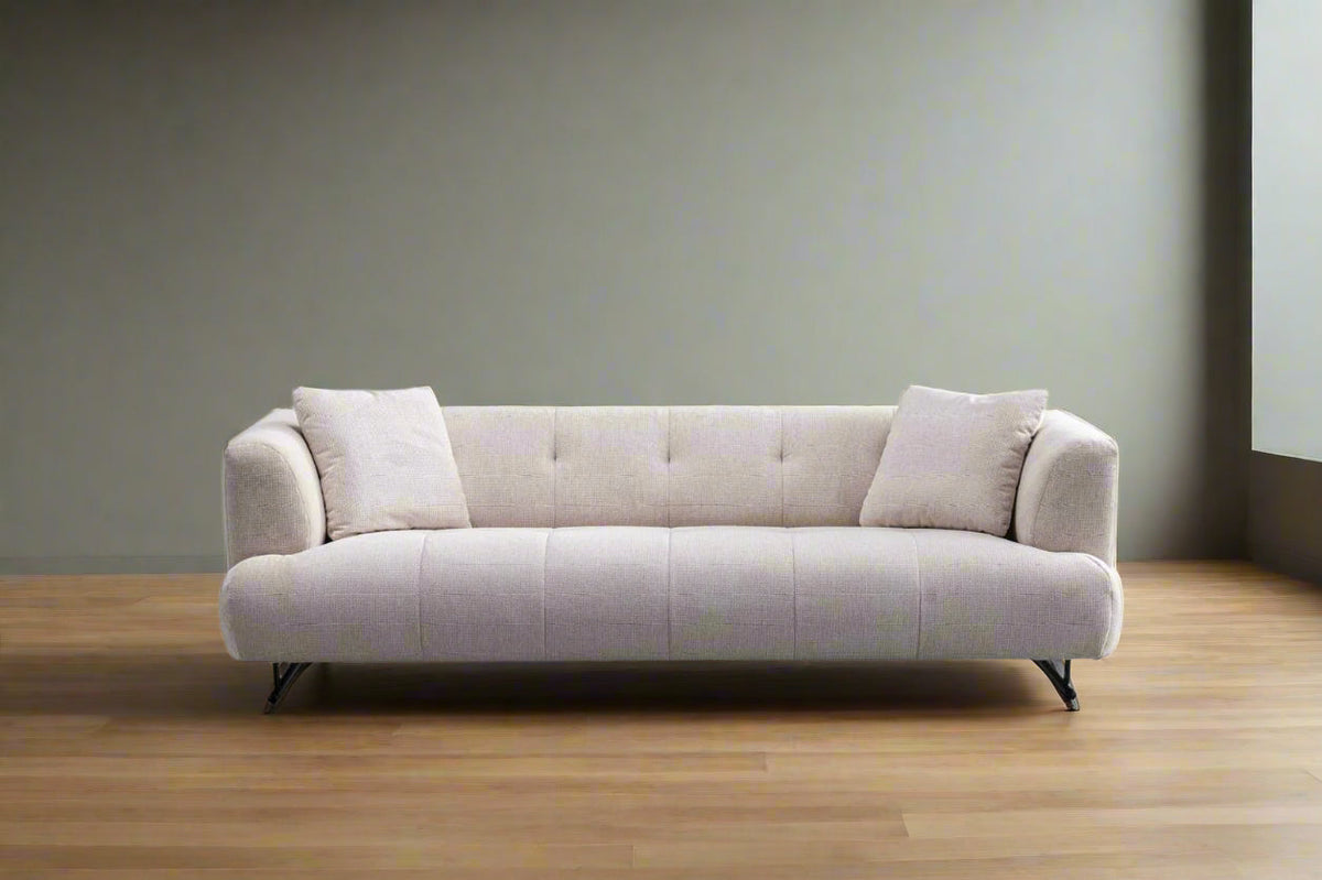 Arden Collection Modern Fabric 3-Seater Sofa - White
