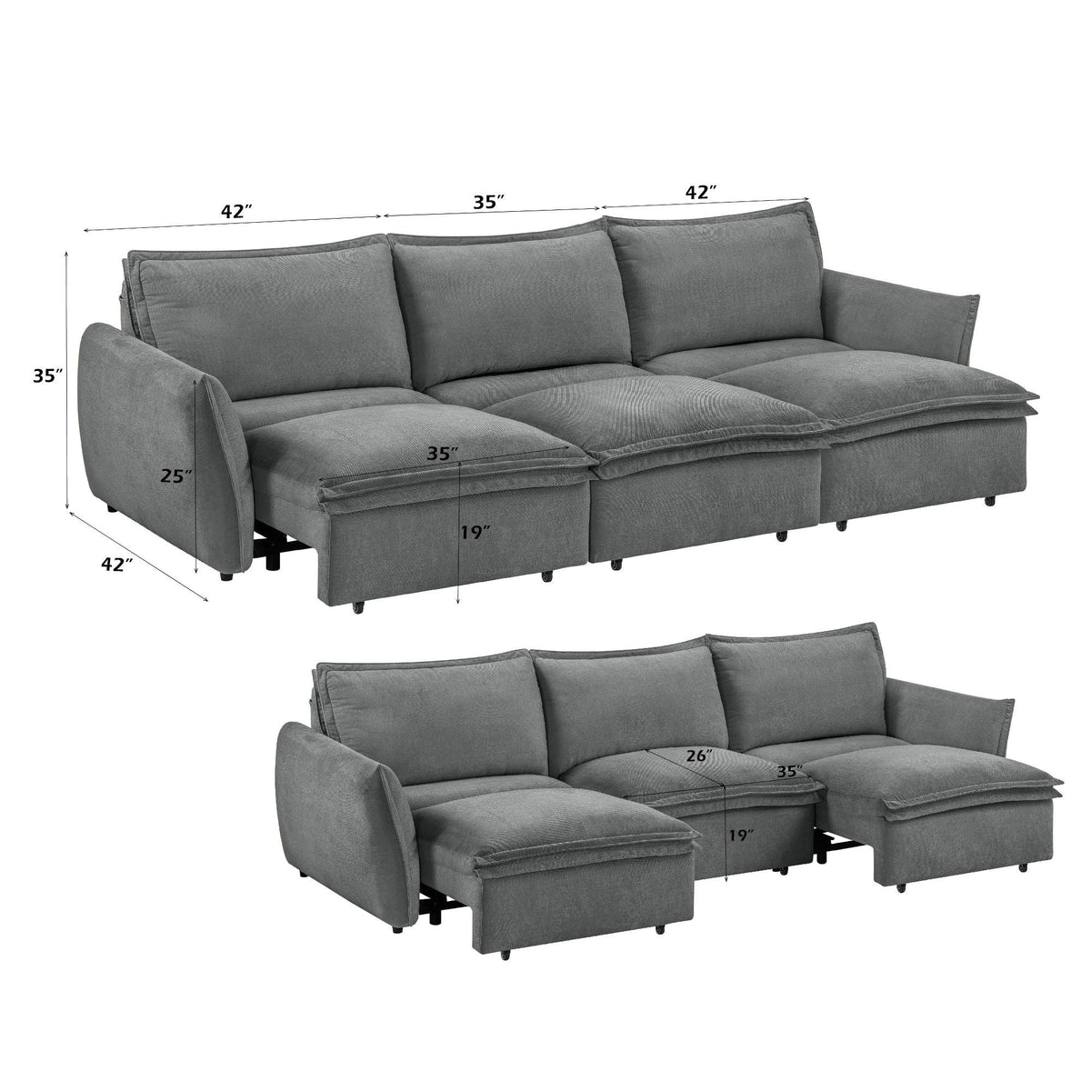 Eaden - Power Sofa With Sleeper - Gray