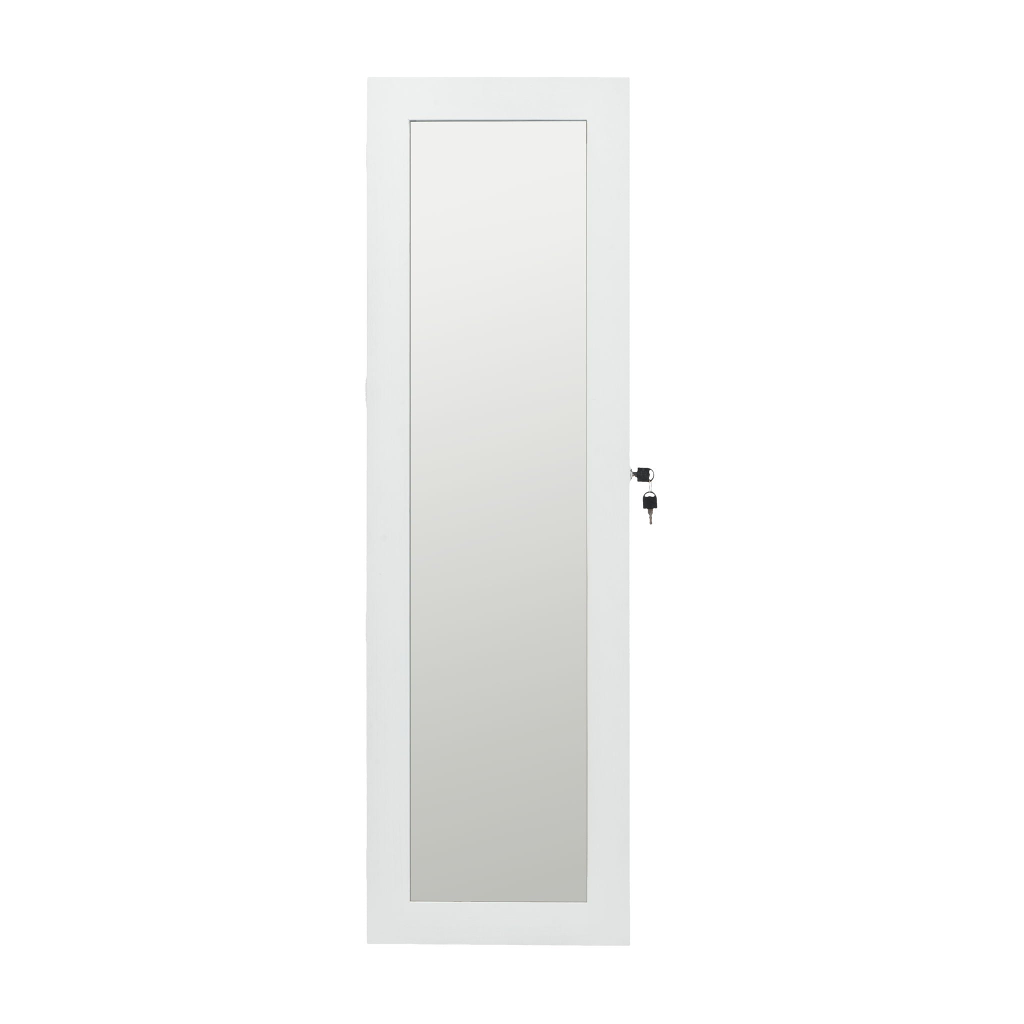 Jewelry Armoire Organizer With Full Length Mirror, Wall Mounted Lockable Cabinet With LED Light