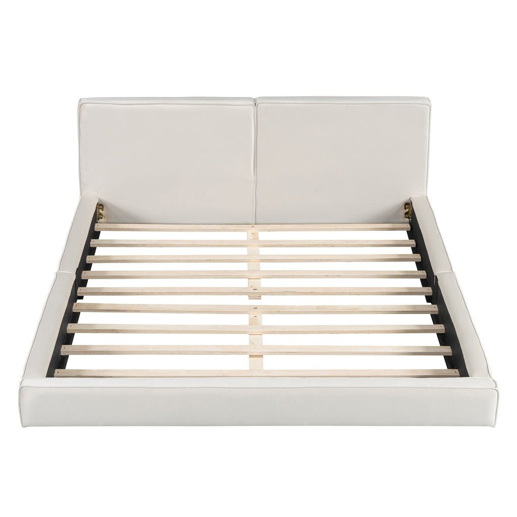 Upholstered Platform Bed, Grounded Bed With Solid Frame