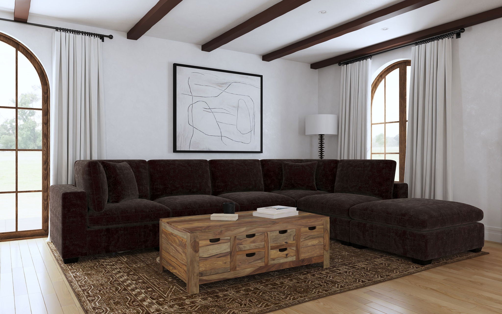 Lakeview Upholstered Armless Chair Dark Chocolate