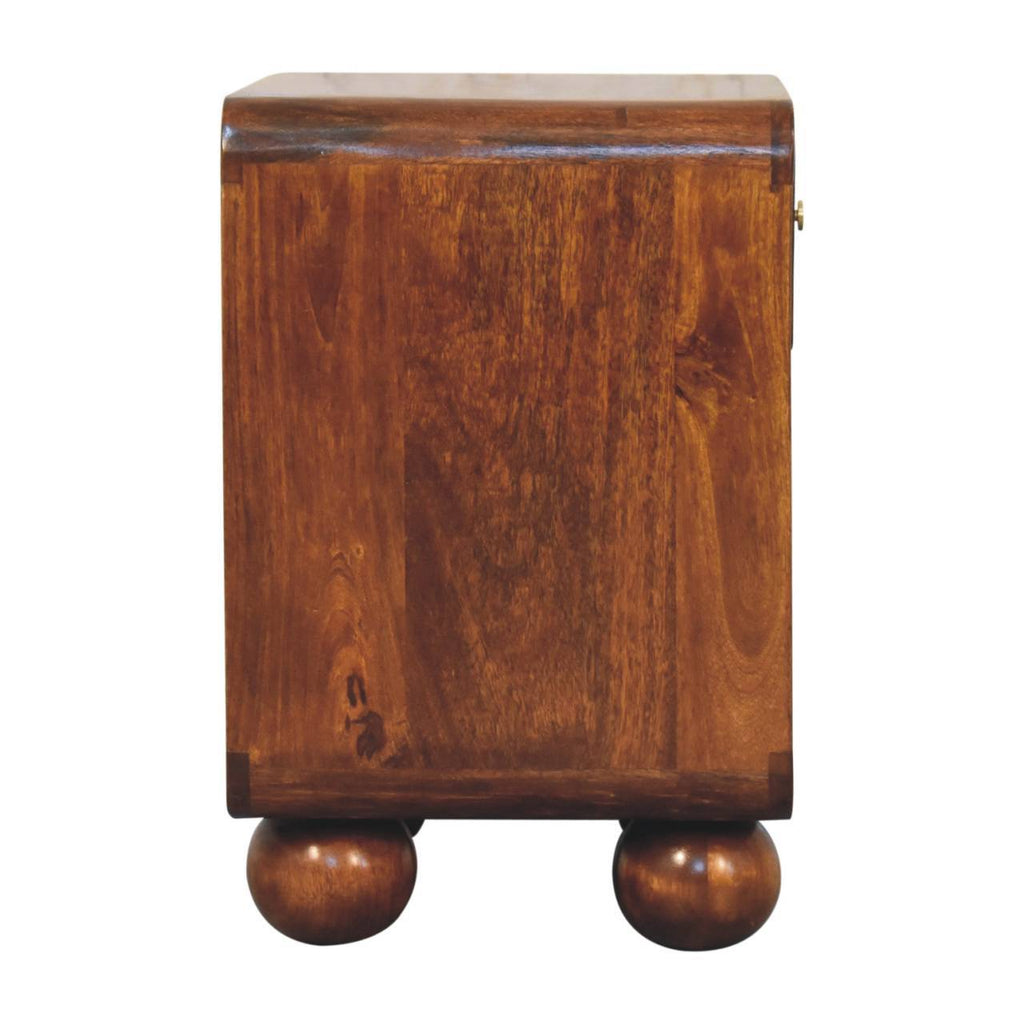Open Woven Bedside Table, 1 Drawer - Chestnut