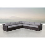 Contemporary Outdoor Rattan Wicker Sectional Seating Group With Cushions