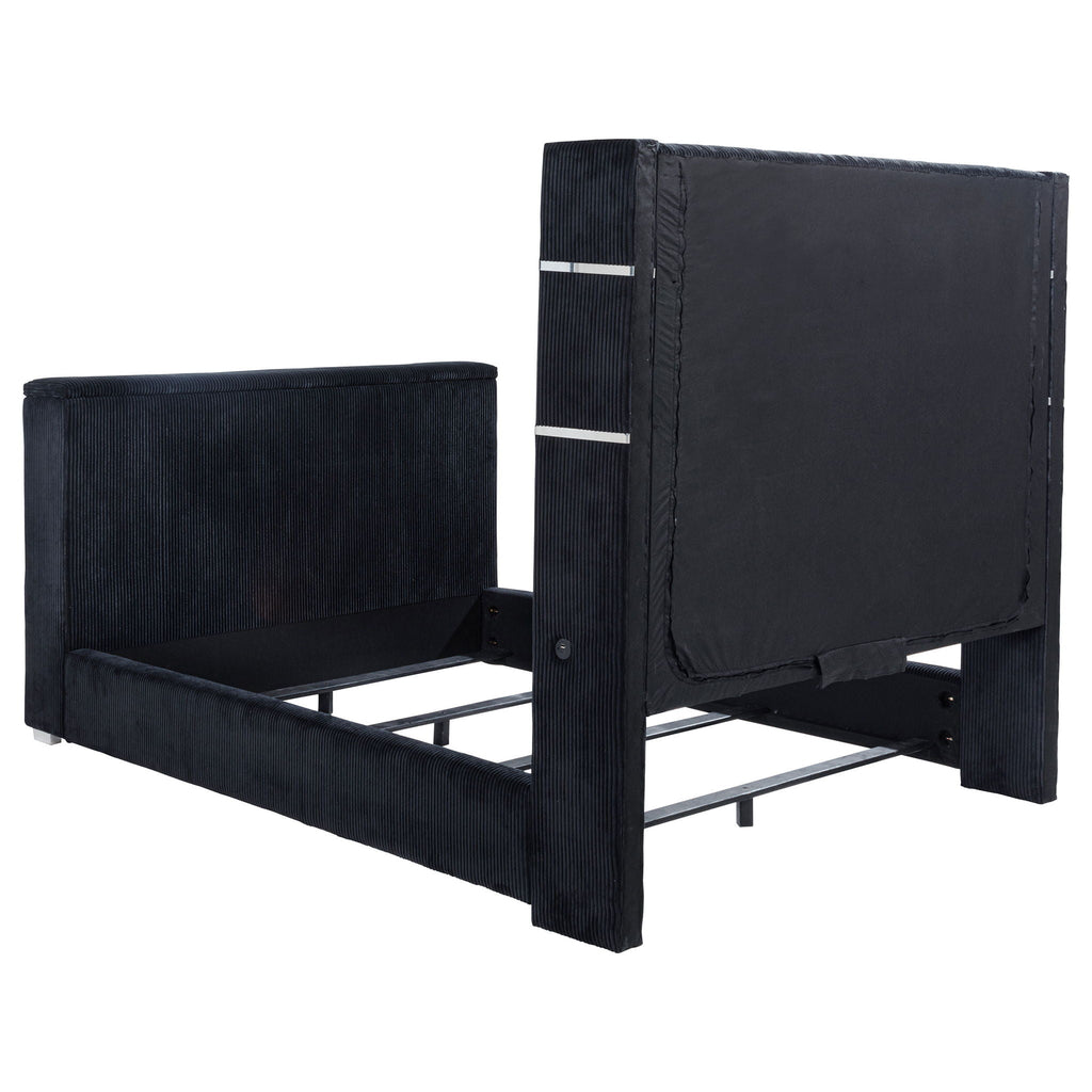 Tisdall Queen Flame Visualizer Wingback TV Bed Black