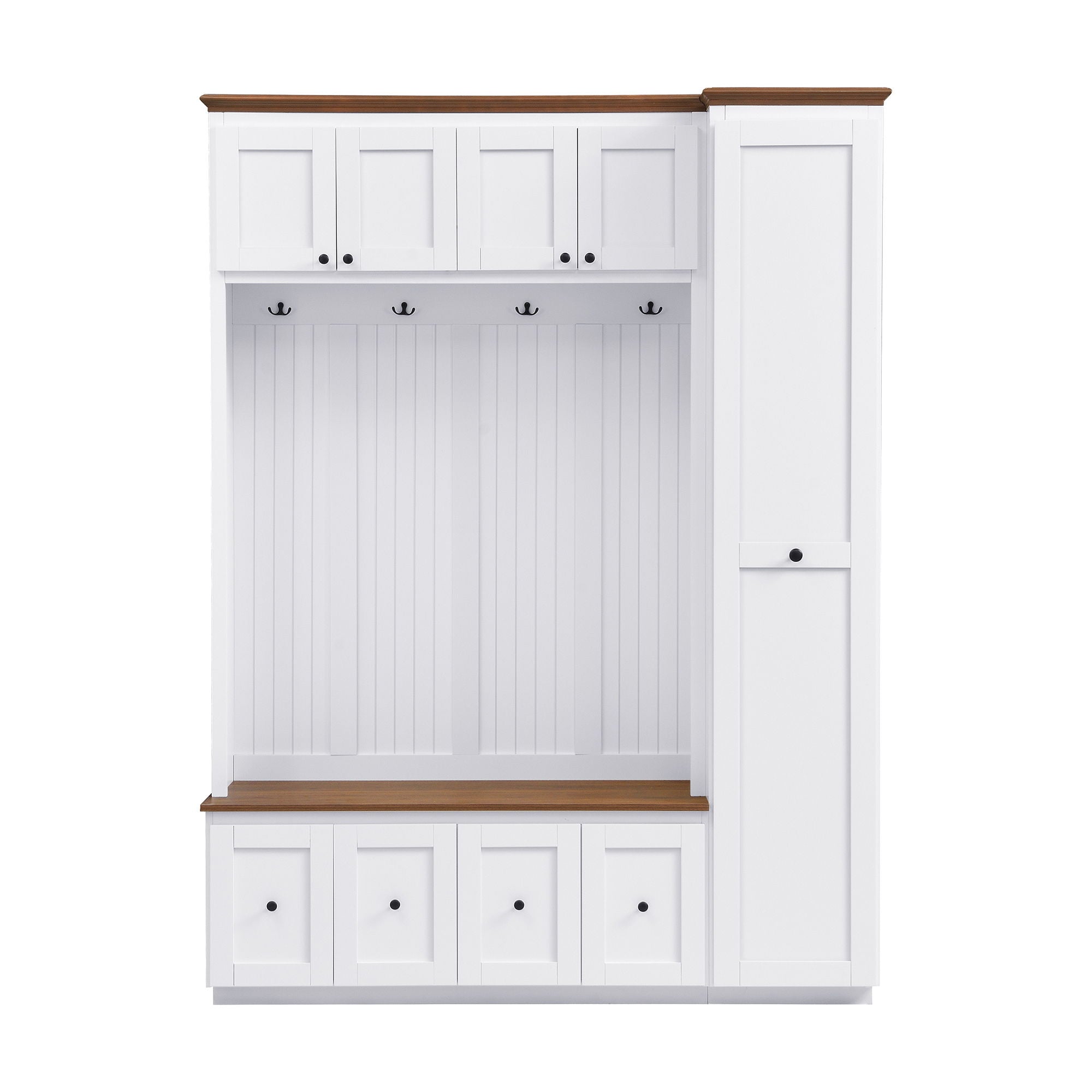 Entryway Hall Tree With Storage Bench, Coat Rack Shoe Bench With Cabinets