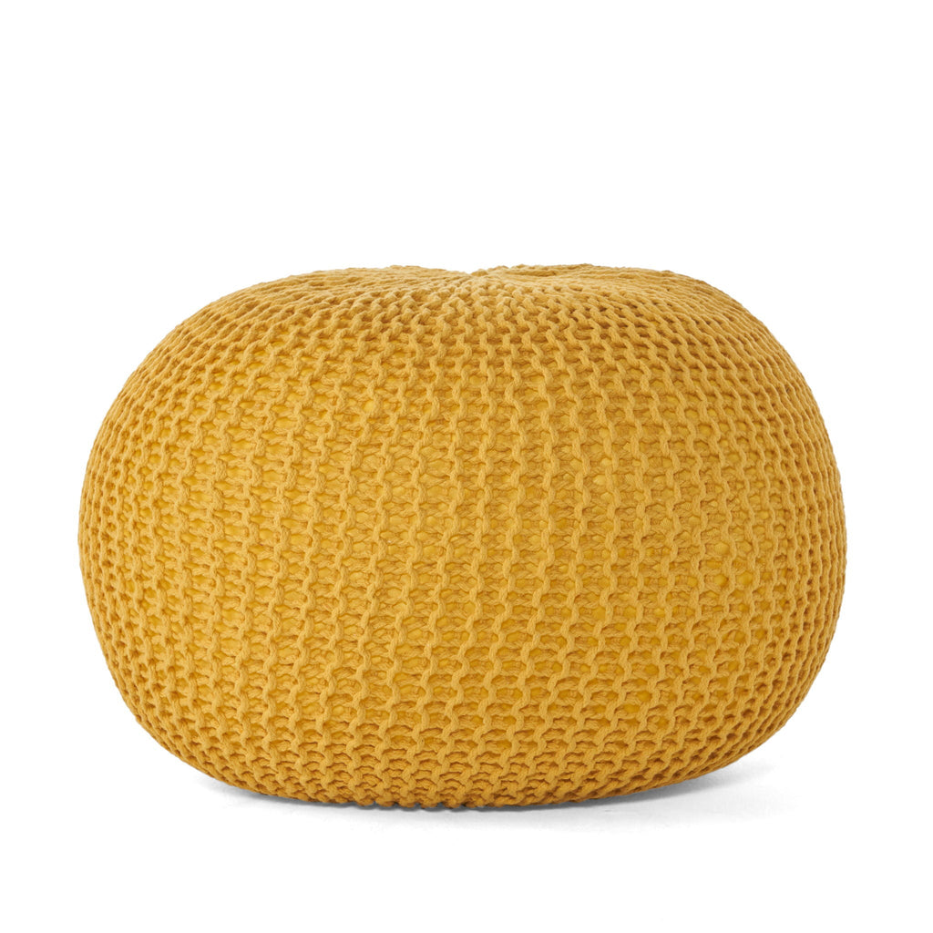 Bordeaux - Knitted Round Pouf, Versatile Ottoman And Floor Cushion
