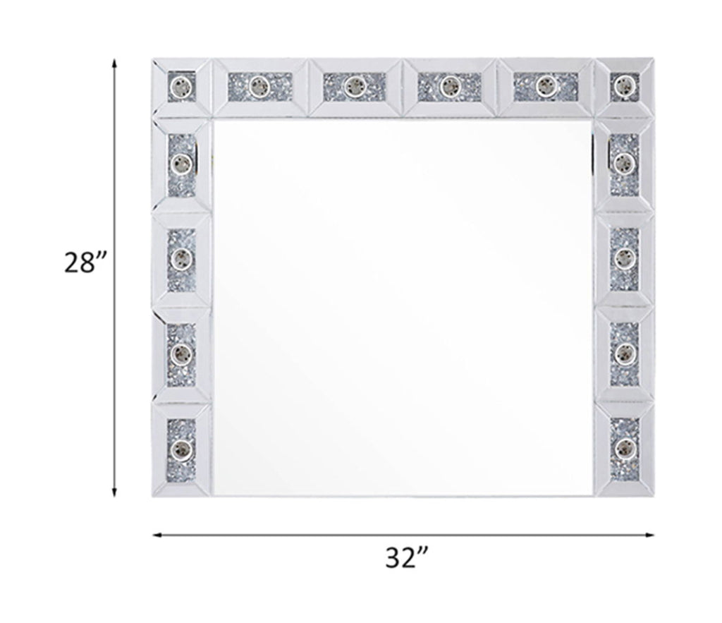 Noralie - 28" X 32" Accent Mirror - Mirrored & Faux Diamonds