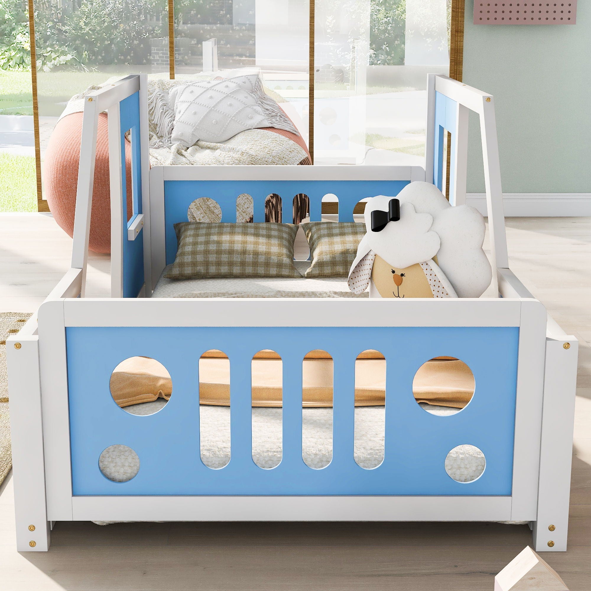 Classic Car Shaped Platform Bed With Wheels