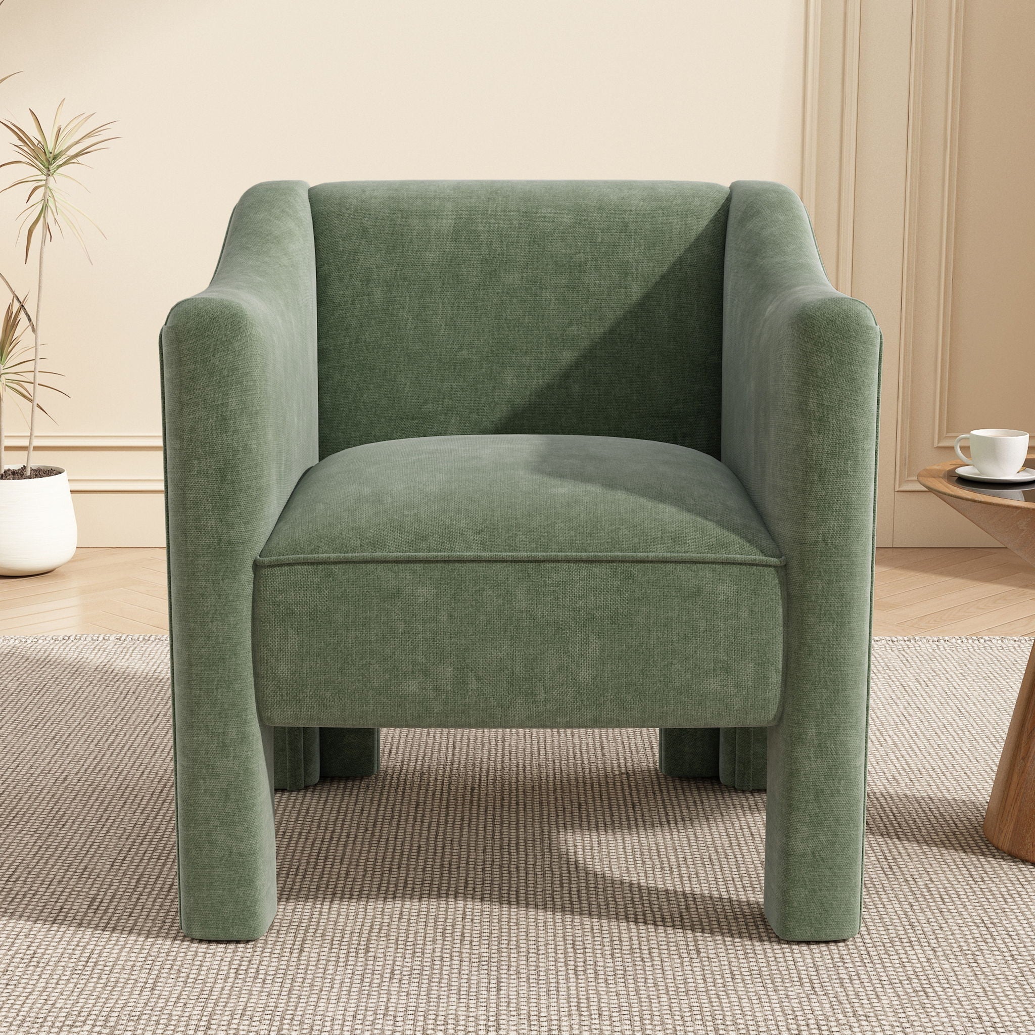 Barrel Accent Chair With Enclosed Arms