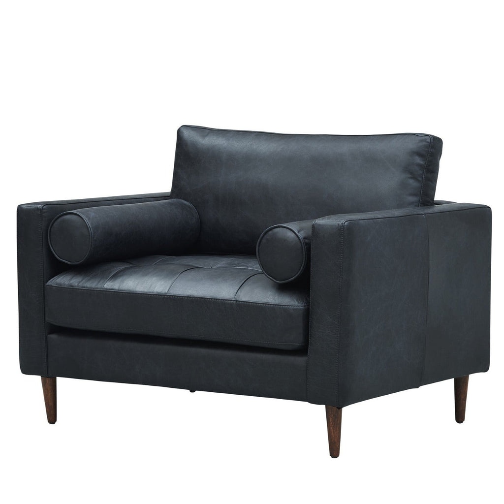 Alamo Top Grain Leather Arm Chair - Slate