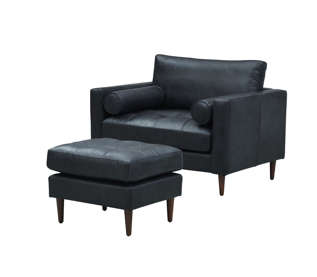 Alamo Top Grain Leather Arm Chair - Slate