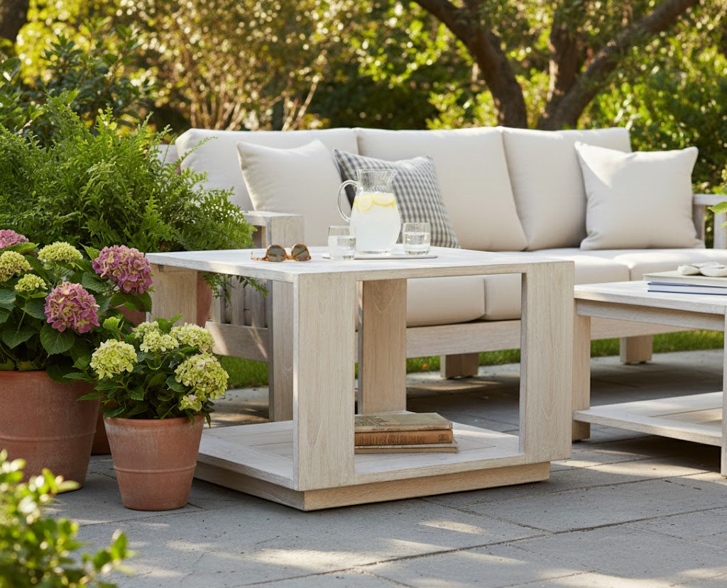 Imperial Grove Outdoor Solid Teak Wood, Natural Look End Table