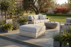 Imperial Grove Outdoor Solid Teak Wood, Natural Look Ottoman Upholstered Cushion